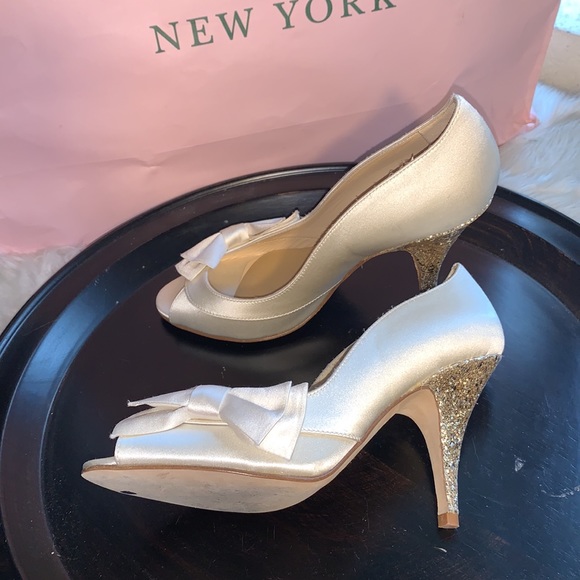 Kate Spade  Ivory / Gold Glitter Heels Pumps - Picture 8 of 15